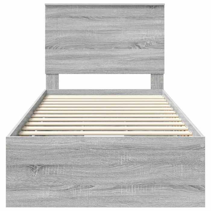 Cadru de pat cu sertar Gri Sonoma 90 x 190 cm Lemn Ingineresc - WALTI WALTI
