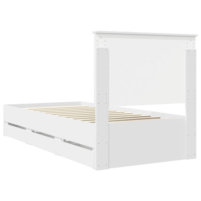 Cadru de pat cu sertar Alb 90 x 200 cm Lemn Ingineresc - WALTI WALTI