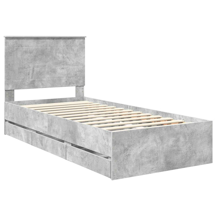 Cadru de pat Gri din beton 90 x 200 cm Lemn Ingineresc - WALTI WALTI