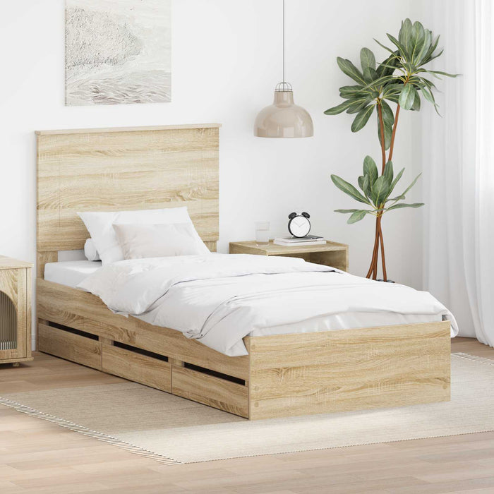Cadru de pat Stejar Sonoma 75 x 190 cm Lemn Ingineresc - WALTI WALTI