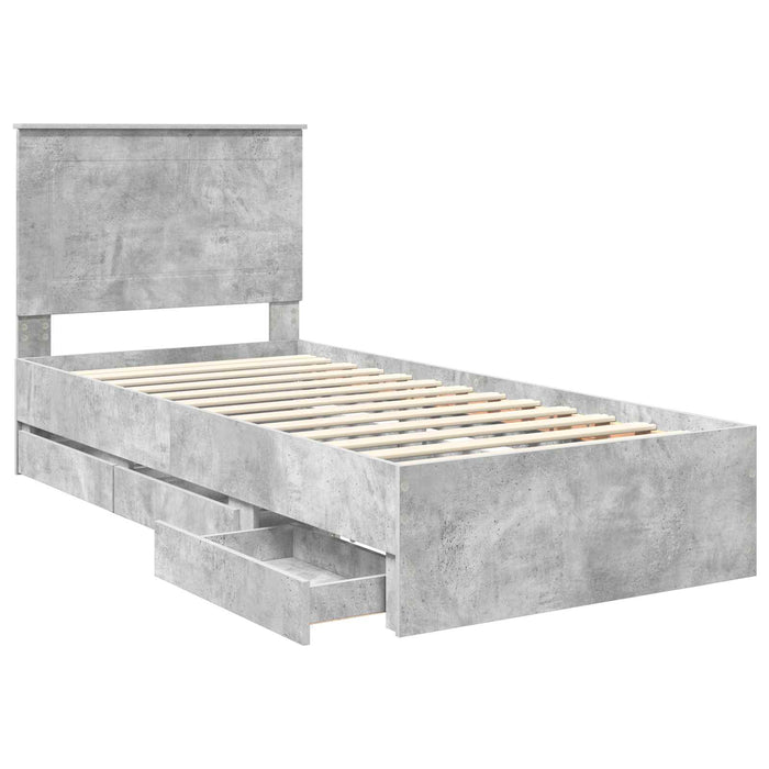 Cadru de pat Gri din beton 75 x 190 cm Lemn Ingineresc - WALTI WALTI