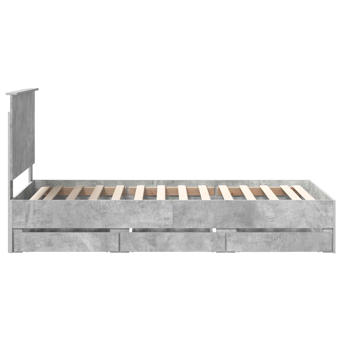 Cadru de pat Gri din beton 75 x 190 cm Lemn Ingineresc - WALTI WALTI