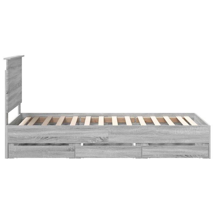 Cadru de pat cu sertar Gri Sonoma 75 x 190 cm Lemn Ingineresc - WALTI WALTI