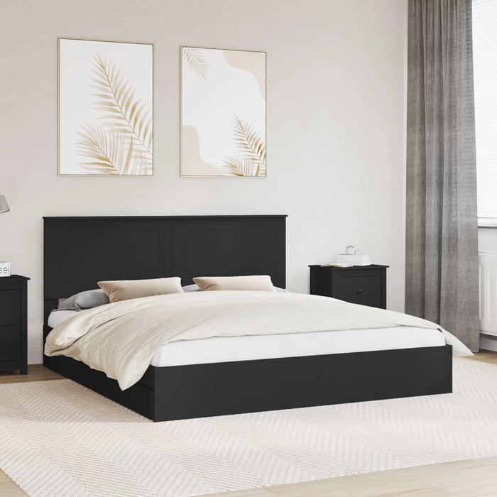 Cadru de pat cu sertar Manual Negru 200 x 200 cm Lemn compozit - WALTI WALTI