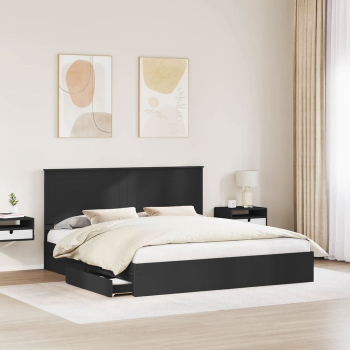 Cadru de pat cu sertar Manual Negru 200 x 200 cm Lemn compozit - WALTI WALTI
