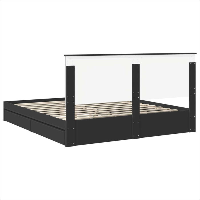Cadru de pat cu sertar Manual Negru 200 x 200 cm Lemn compozit - WALTI WALTI