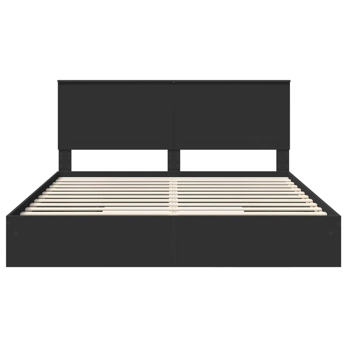 Cadru de pat cu sertar Manual Negru 200 x 200 cm Lemn compozit - WALTI WALTI