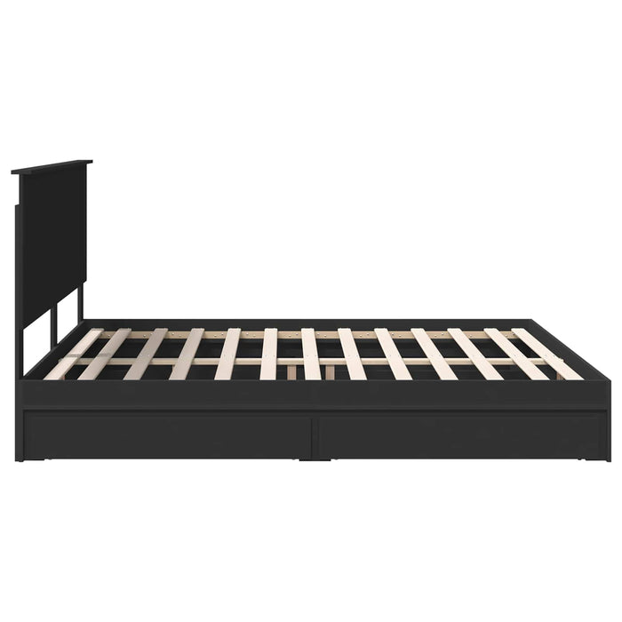 Cadru de pat cu sertar Manual Negru 200 x 200 cm Lemn compozit - WALTI WALTI