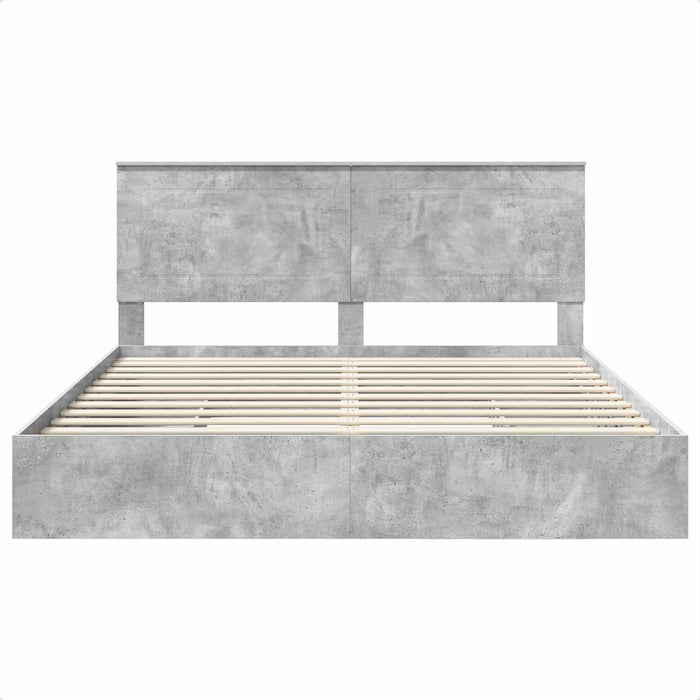 Cadru de pat cu sertar Gri din beton 200 x 200 cm Lemn compozit - WALTI WALTI