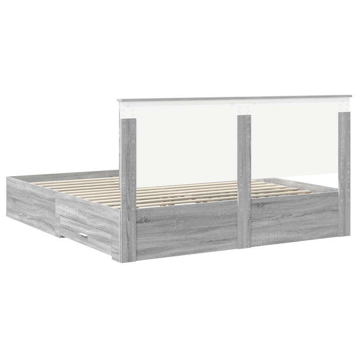Cadru de pat cu sertar Gri Sonoma 200 x 200 cm Lemn compozit - WALTI WALTI