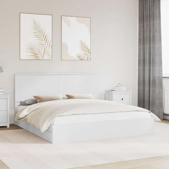 Pat cu storage cu headboard Alb 180 x 200 cm Lemn compozit - WALTI WALTI