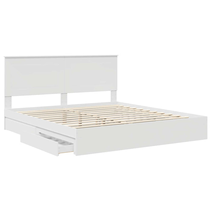Pat cu storage cu headboard Alb 180 x 200 cm Lemn compozit - WALTI WALTI