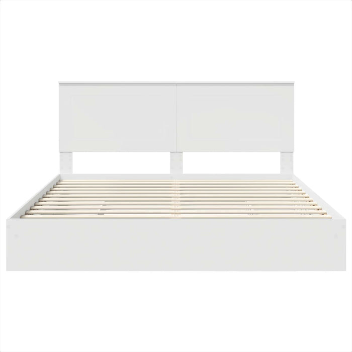Pat cu storage cu headboard Alb 180 x 200 cm Lemn compozit - WALTI WALTI