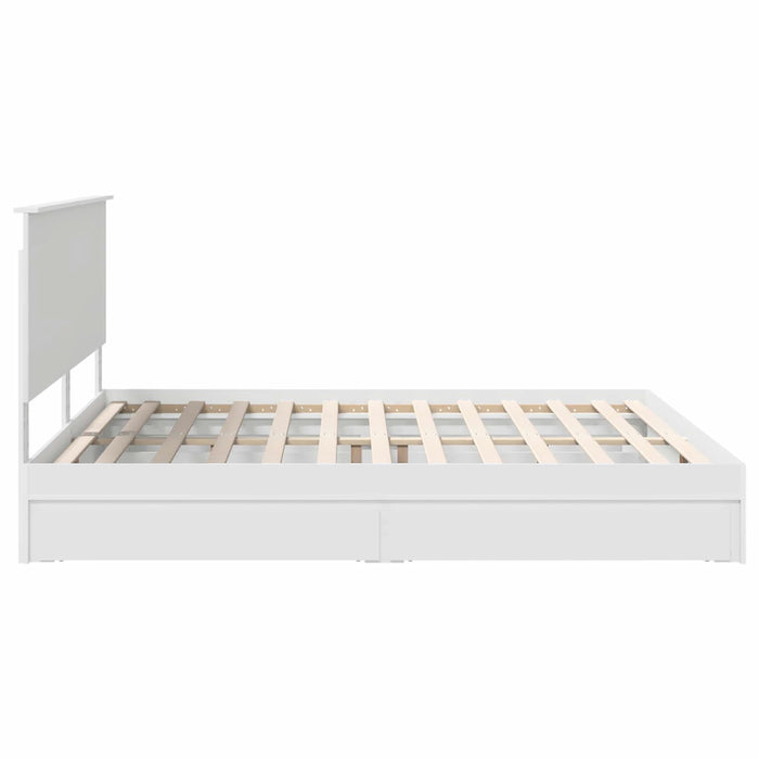 Pat cu storage cu headboard Alb 180 x 200 cm Lemn compozit - WALTI WALTI