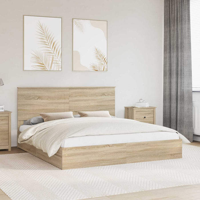 Pat cu storage Stejar Sonoma 180 x 200 cm Lemn compozit - WALTI WALTI