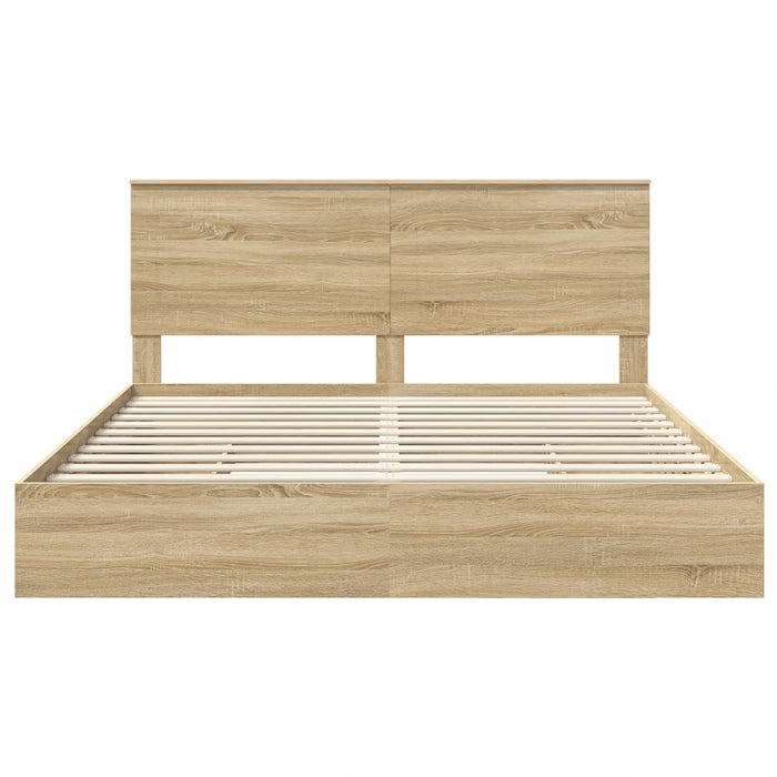 Pat cu storage Stejar Sonoma 180 x 200 cm Lemn compozit - WALTI WALTI