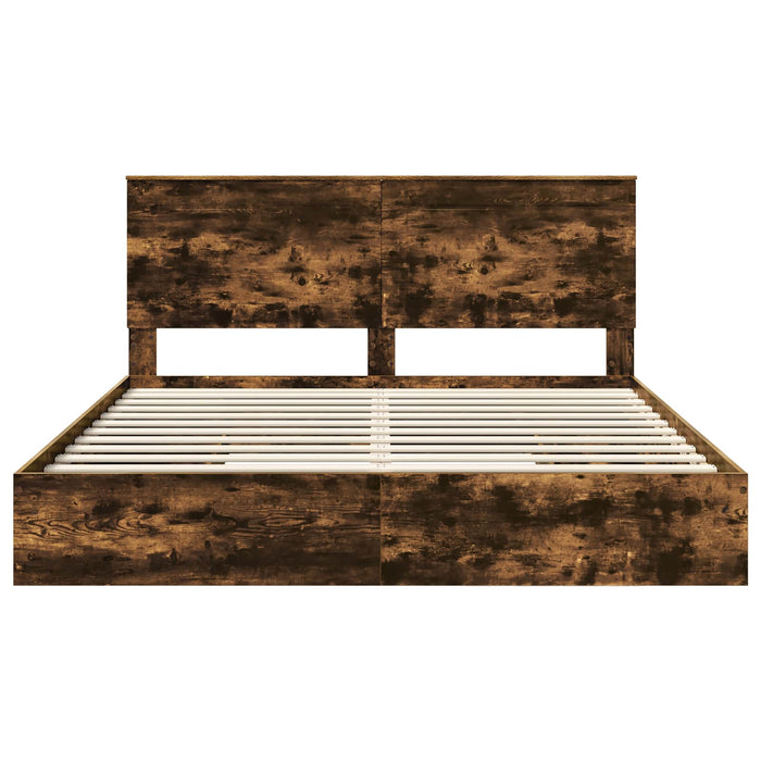 Pat cu storage Stejar fumuriu 180 x 200 cm Lemn compozit - WALTI WALTI