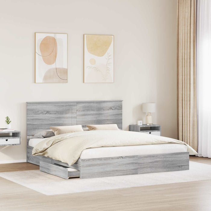 Cadru de pat cu sertar Gri Sonoma 180 x 200 cm Lemn compozit - WALTI WALTI