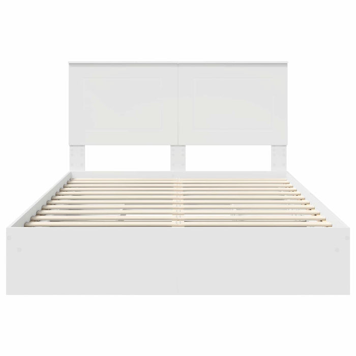 Pat cu storage cu headboard Alb 160 x 200 cm Lemn compozit - WALTI WALTI