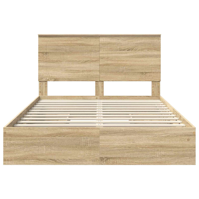 Pat cu storage Stejar Sonoma 160 x 200 cm Lemn compozit - WALTI WALTI