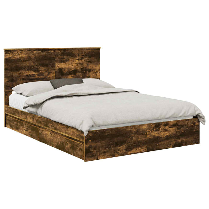 Pat cu storage Stejar fumuriu 160 x 200 cm Lemn compozit - WALTI WALTI