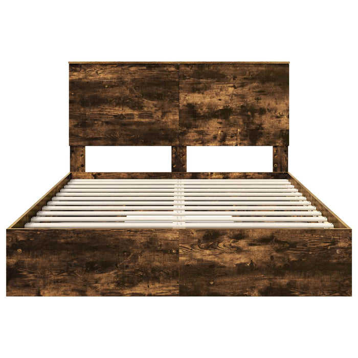 Pat cu storage Stejar fumuriu 160 x 200 cm Lemn compozit - WALTI WALTI