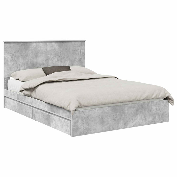 Cadru de pat cu sertar Gri din beton 150 x 200 cm Lemn compozit - WALTI WALTI
