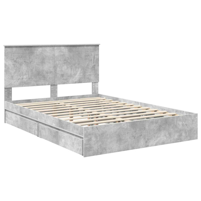 Cadru de pat cu sertar Gri din beton 150 x 200 cm Lemn compozit - WALTI WALTI