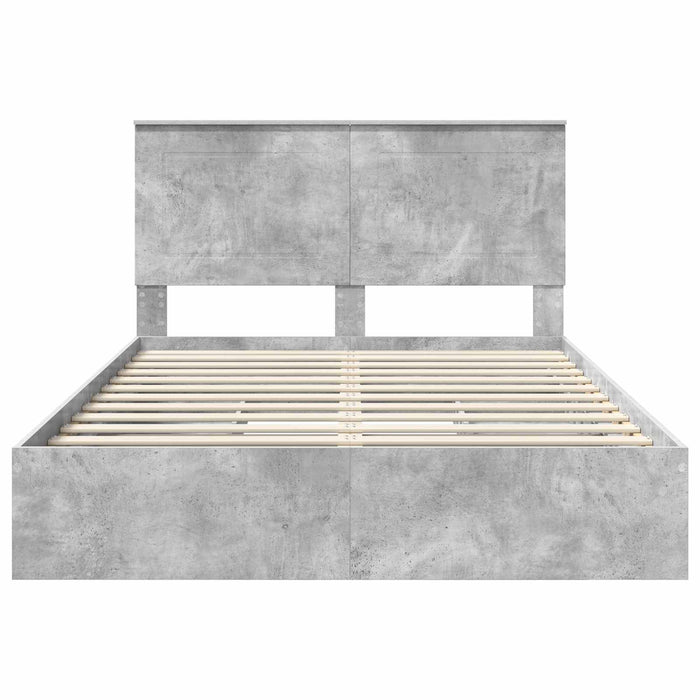 Cadru de pat cu sertar Gri din beton 150 x 200 cm Lemn compozit - WALTI WALTI