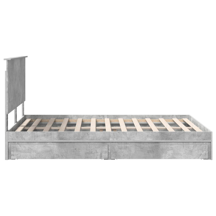Cadru de pat cu sertar Gri din beton 150 x 200 cm Lemn compozit - WALTI WALTI