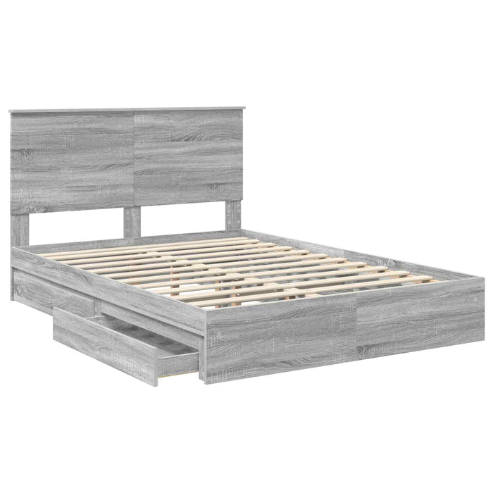 Cadru de pat cu sertar Gri Sonoma 150 x 200 cm Lemn compozit - WALTI WALTI