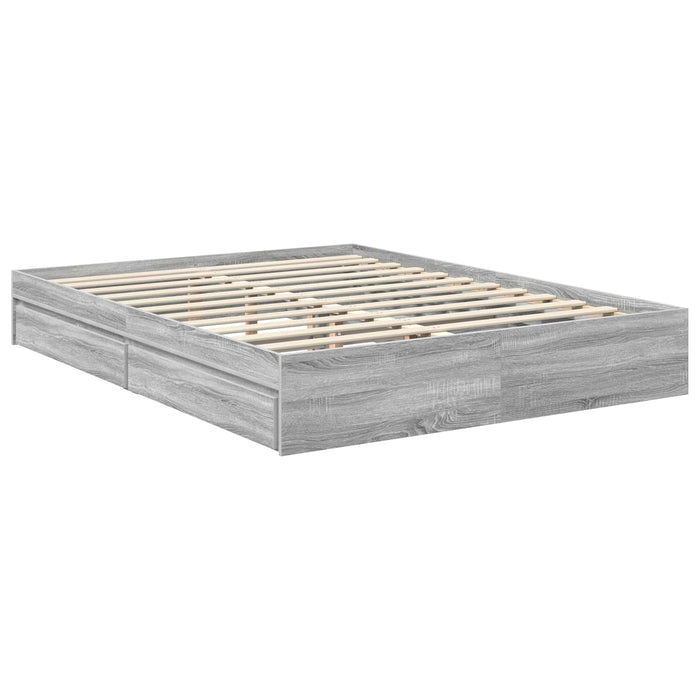 Cadru de pat cu sertar Gri Sonoma 150 x 200 cm Lemn compozit - WALTI WALTI