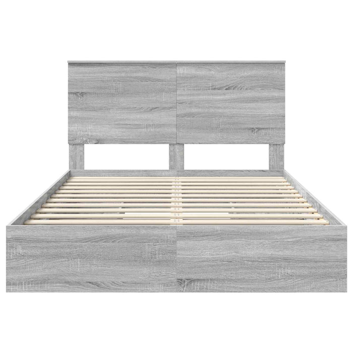 Cadru de pat cu sertar Gri Sonoma 150 x 200 cm Lemn compozit - WALTI WALTI