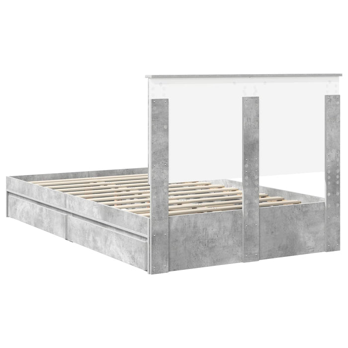 Cadru de pat cu sertar Gri din beton 135 x 190 cm Lemn compozit - WALTI WALTI