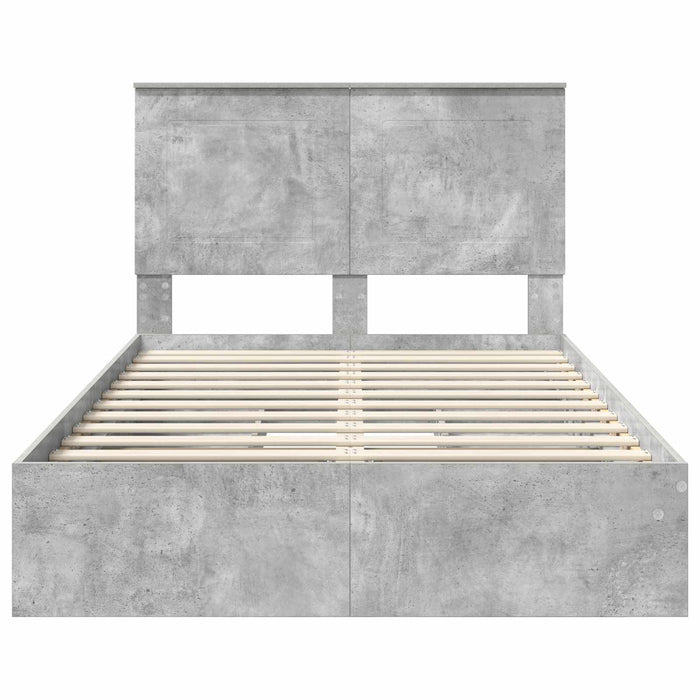 Cadru de pat cu sertar Gri din beton 135 x 190 cm Lemn compozit - WALTI WALTI