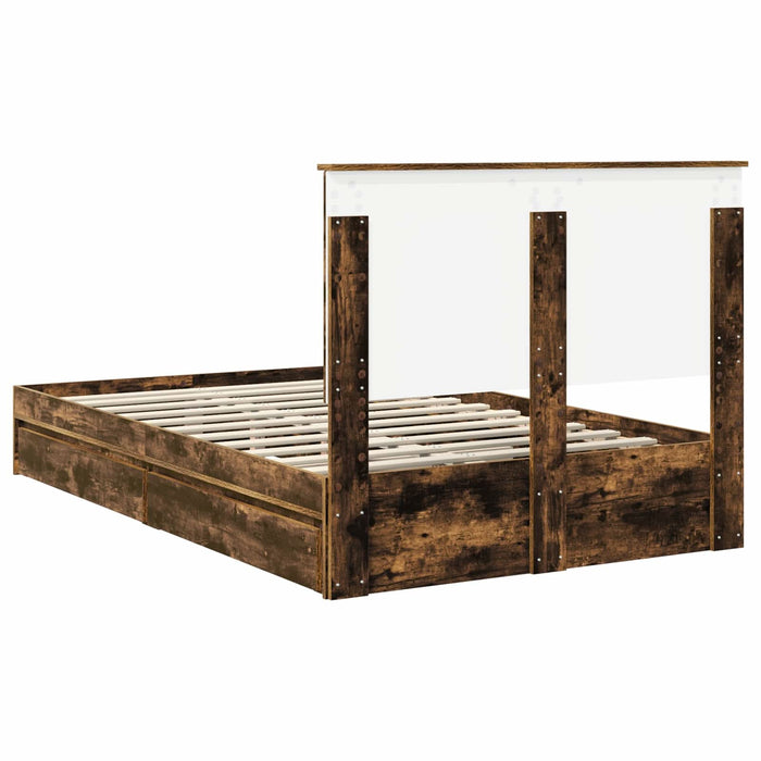 Cadru de pat Manual Stejar fumuriu 135 x 190 cm Lemn compozit - WALTI WALTI