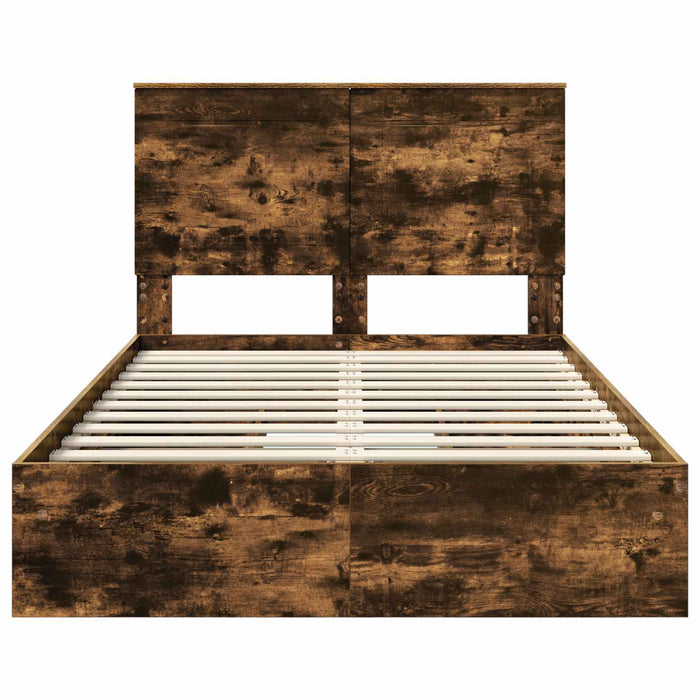 Cadru de pat Manual Stejar fumuriu 135 x 190 cm Lemn compozit - WALTI WALTI
