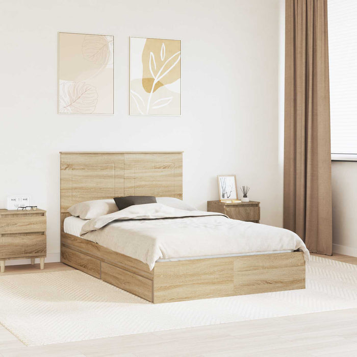 Pat cu storage Stejar Sonoma 120 x 200 cm Lemn compozit - WALTI WALTI