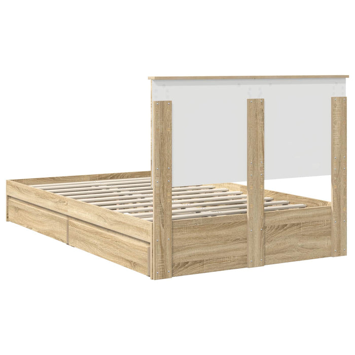 Pat cu storage Stejar Sonoma 120 x 200 cm Lemn compozit - WALTI WALTI