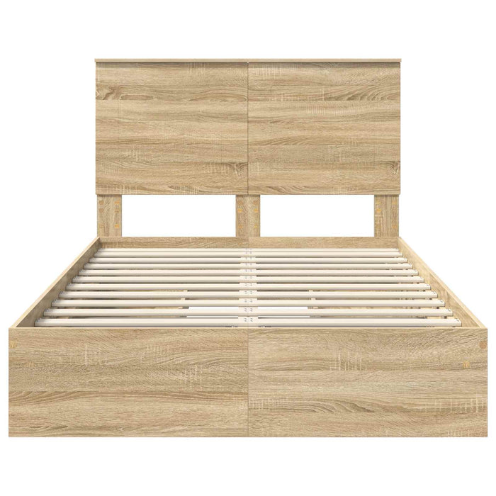 Pat cu storage Stejar Sonoma 120 x 200 cm Lemn compozit - WALTI WALTI