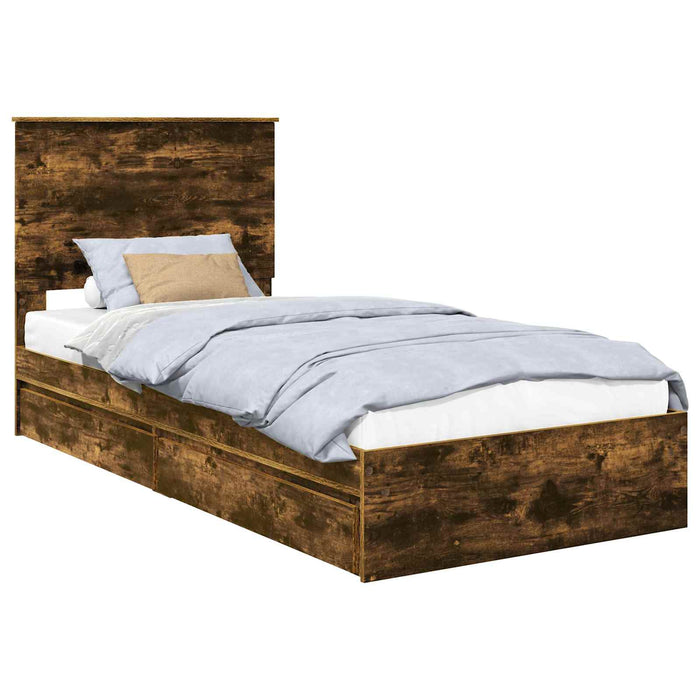 Cadru de pat Manual Stejar fumuriu 100 x 200 cm Lemn compozit - WALTI WALTI