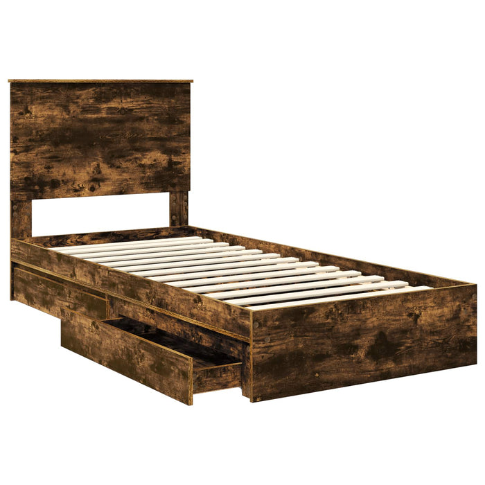 Cadru de pat Manual Stejar fumuriu 100 x 200 cm Lemn compozit - WALTI WALTI