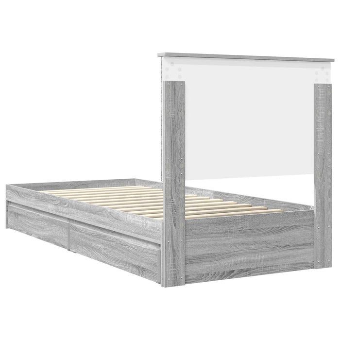 Cadru de pat cu sertar Gri Sonoma 100 x 200 cm Lemn compozit - WALTI WALTI