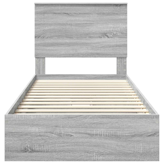 Cadru de pat cu sertar Gri Sonoma 100 x 200 cm Lemn compozit - WALTI WALTI