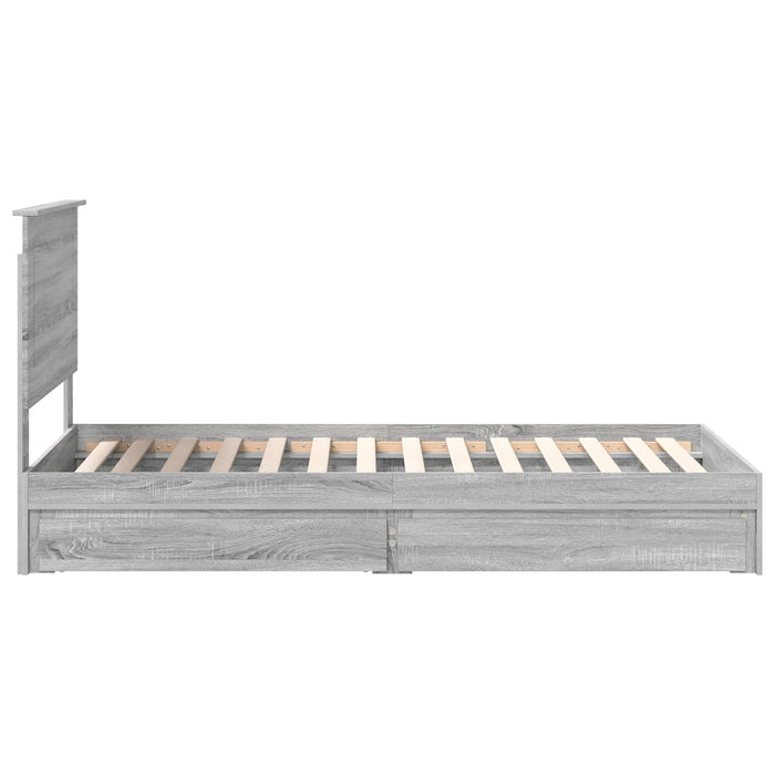 Cadru de pat cu sertar Gri Sonoma 100 x 200 cm Lemn compozit - WALTI WALTI