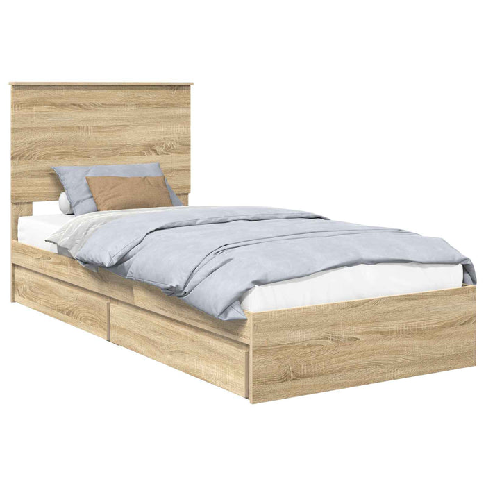 Cadru de pat cu sertar Stejar Sonoma 90 x 190 cm Lemn compozit - WALTI WALTI