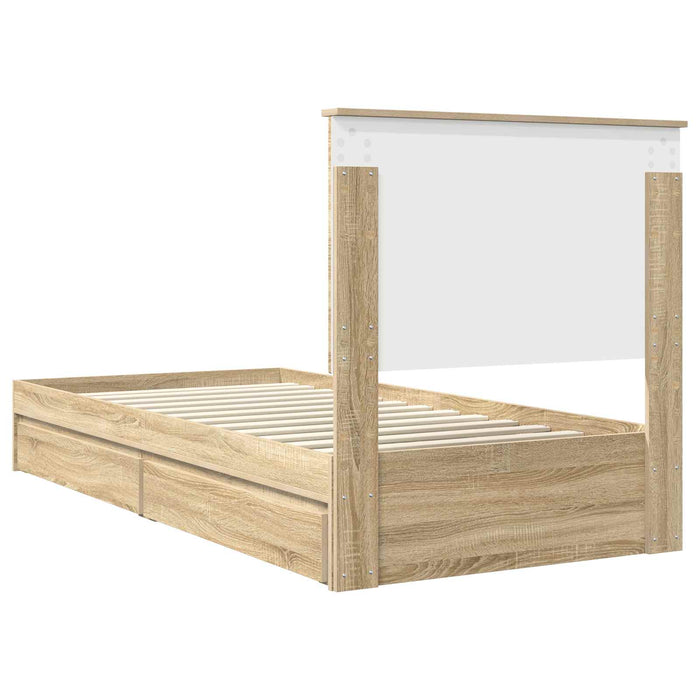 Cadru de pat cu sertar Stejar Sonoma 90 x 190 cm Lemn compozit - WALTI WALTI