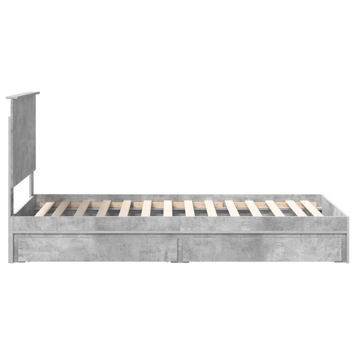 Cadru de pat cu sertar Gri din beton 90 x 190 cm Lemn compozit - WALTI WALTI