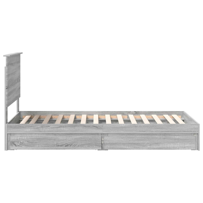 Cadru de pat cu sertar Gri Sonoma 90 x 190 cm Lemn compozit - WALTI WALTI
