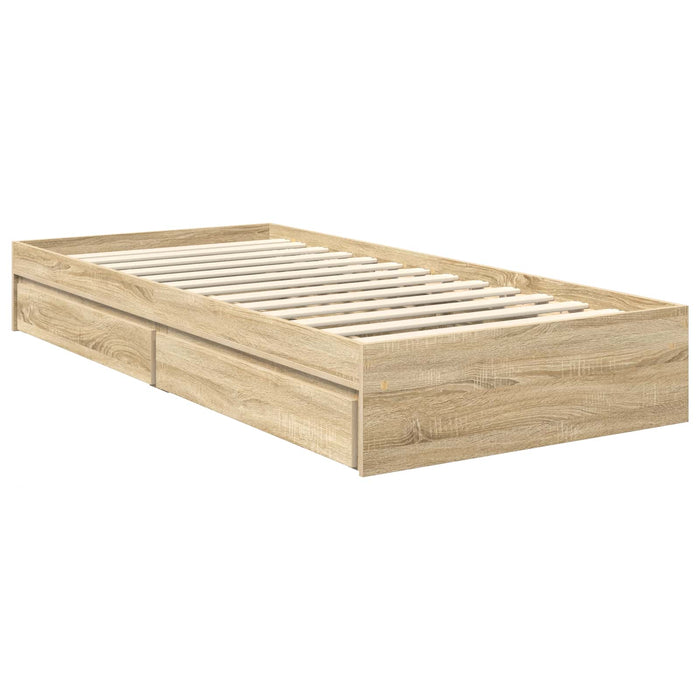 Cadru de pat cu sertar Stejar Sonoma 90 x 200 cm Lemn compozit - WALTI WALTI
